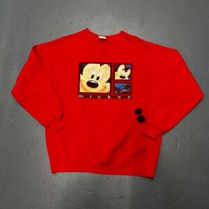 Vintage 90s Disney Mickey Mouse box logo style graphic essential red crewneck